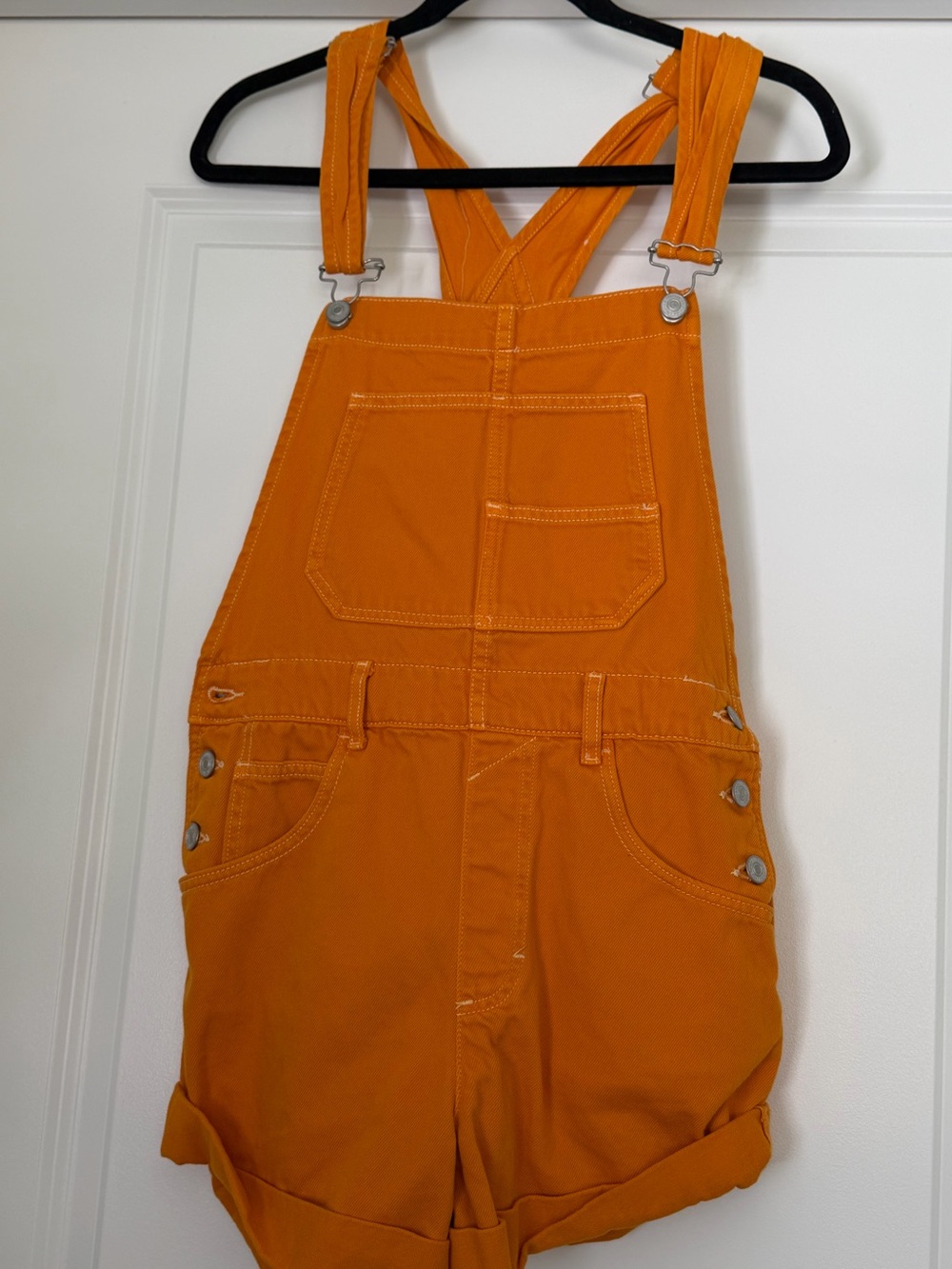 We The Free Vibrant Orange Short Overalls